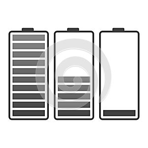 set of battery icons isolated white background.