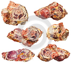 set of bauxite (aluminium ore) mineral stones