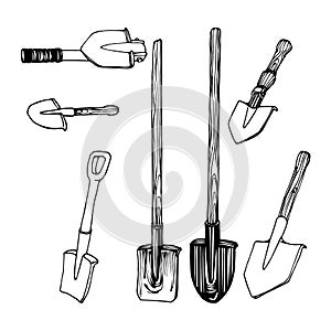 set of bayonet sapper shovel, tool of a tourists, sappers photo