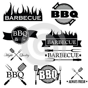 Set of bbq icons isolated on white,