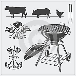 Set of BBQ labels and symbols.