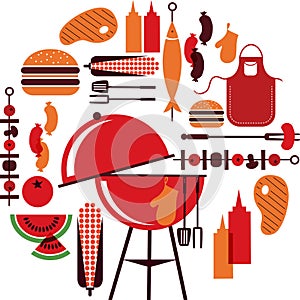 Set of bbq objects