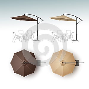 Set of Beach Cafe Bar Pub Umbrella Parasol