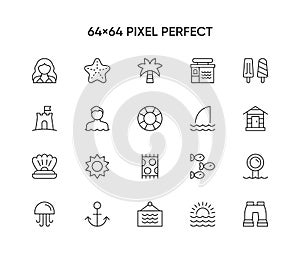 Set of beach icons collection.