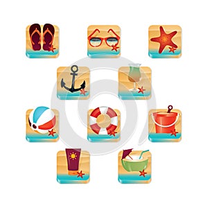 set of beach icons. Vector illustration decorative design