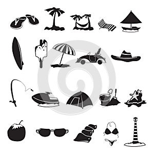 Set of beach icons. Vector illustration decorative design