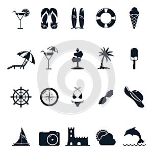 Set of beach icons. Vector illustration decorative design