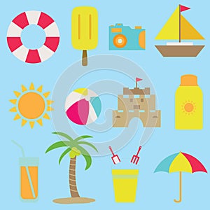 set of beach icons. Vector illustration decorative design