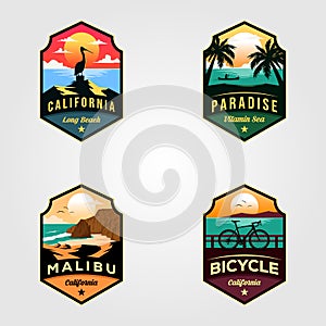 Set of beach logo travel illustration designs