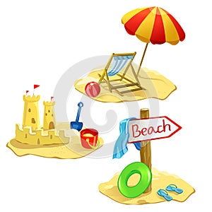 Set beach and recreation symbols isolated photo