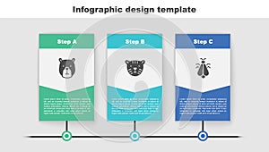 Set Bear head, Tiger and Mosquito. Business infographic template. Vector