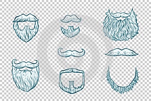 Set of beard and mustache Santa Claus