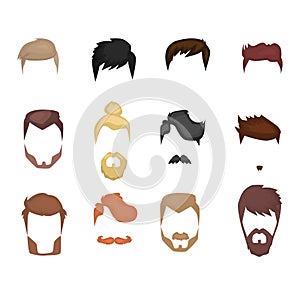 Set of beards , mustaches male . Hipster Style . Vector illustration