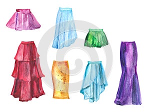 Set of watercolor skirts photo