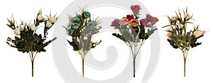 Set of beautiful artificial flowers for decoration