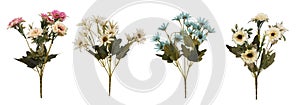 Set of beautiful artificial flowers for decoration