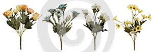 Set of beautiful artificial flowers for decoration