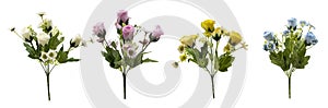 Set of beautiful artificial flowers for decoration