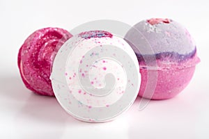 set of beautiful bath bombs. Aromatic bath salts in the form of a ball.