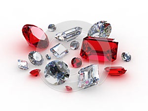 Set beautiful diamond and ruby stones