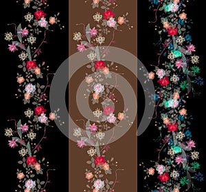 Set of beautiful endless floral transparency borders