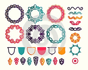 Set of beautiful frame. Vector framework set flat modern style. Badges. Decorative frame for greeting cards, invitations. Oriental