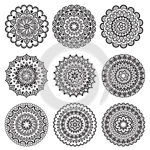 A set of beautiful mandalas and lace circles photo