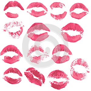 Set of beautiful red lips print