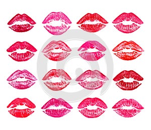 Set of beautiful red lips