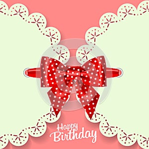 Set of beautiful retro cards with colorful gift bows with ribbons. Vector illustration.