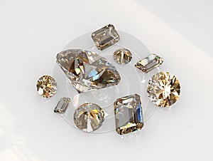 Set beautiful round and emerald cut diamond stones