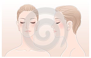 Set of Beautiful woman portrait with eyes closed