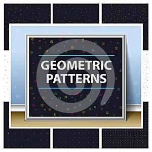 A set of beautifully made seamless simple geometric spacelike patterns.