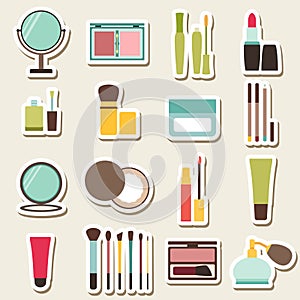 Set of beauty and cosmetics colorful icons