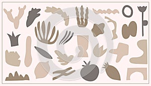 Set of beauty hand drawn various shapes and doodle objects. Abstract modern trendy vector