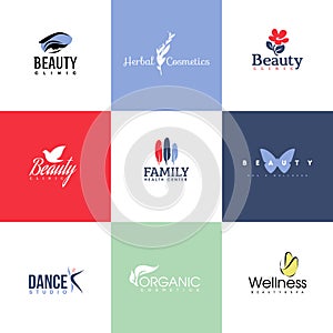 Set of beauty and nature logo templates and icons