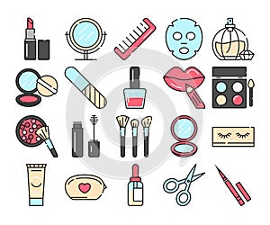 Set of beauty products icons vector isolated