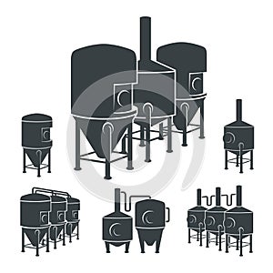 Set - beer brewery elements, icons, logos. Vector