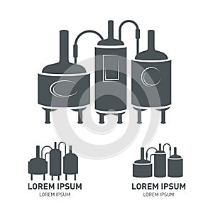 Set - beer brewery elements, icons, logos. Vector