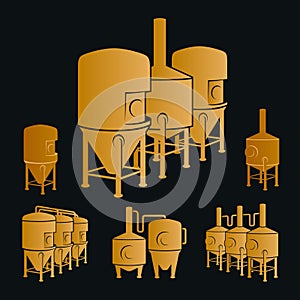 Set - beer brewery elements, icons, logos. Vector