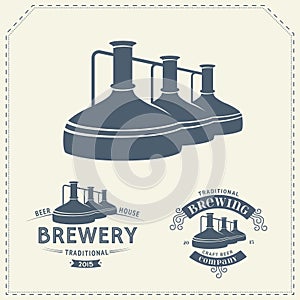 Set - beer brewery elements, icons, logos. Vector