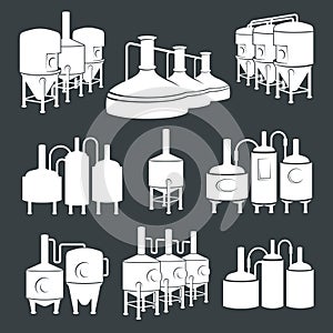 Set - beer brewery elements, icons, logos. Vector