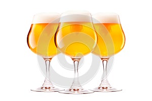 Set of Beer glasses on a white background. Mugs with drink like Ipa, Pale Ale, Pilsner, Porter or Stout