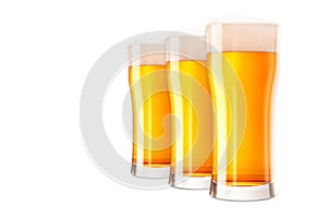 Set of Beer glasses on a white background. Mugs with drink like Ipa, Pale Ale, Pilsner, Porter or Stout