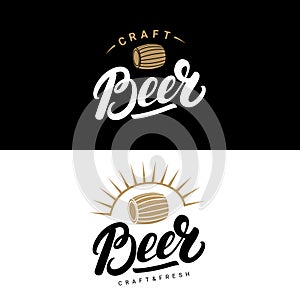 Set of beer hand written lettering logos, labels, badges for beerhouse, brewing company, pub, bar.