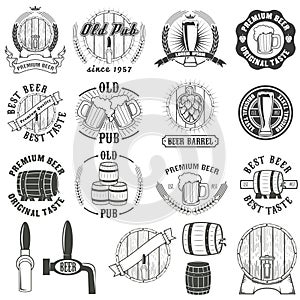 Set of beer labels, badges and design elements.