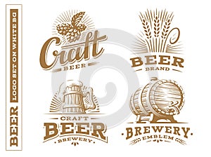 Set beer logo - vector illustration, design emblem brewery