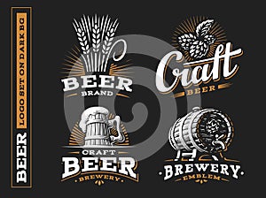 Set beer logo - vector illustration, emblem brewery design