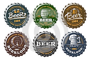 Set beer logo - vector illustration, emblem brewery design