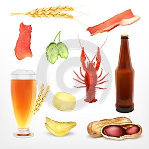 Set of beer and snack